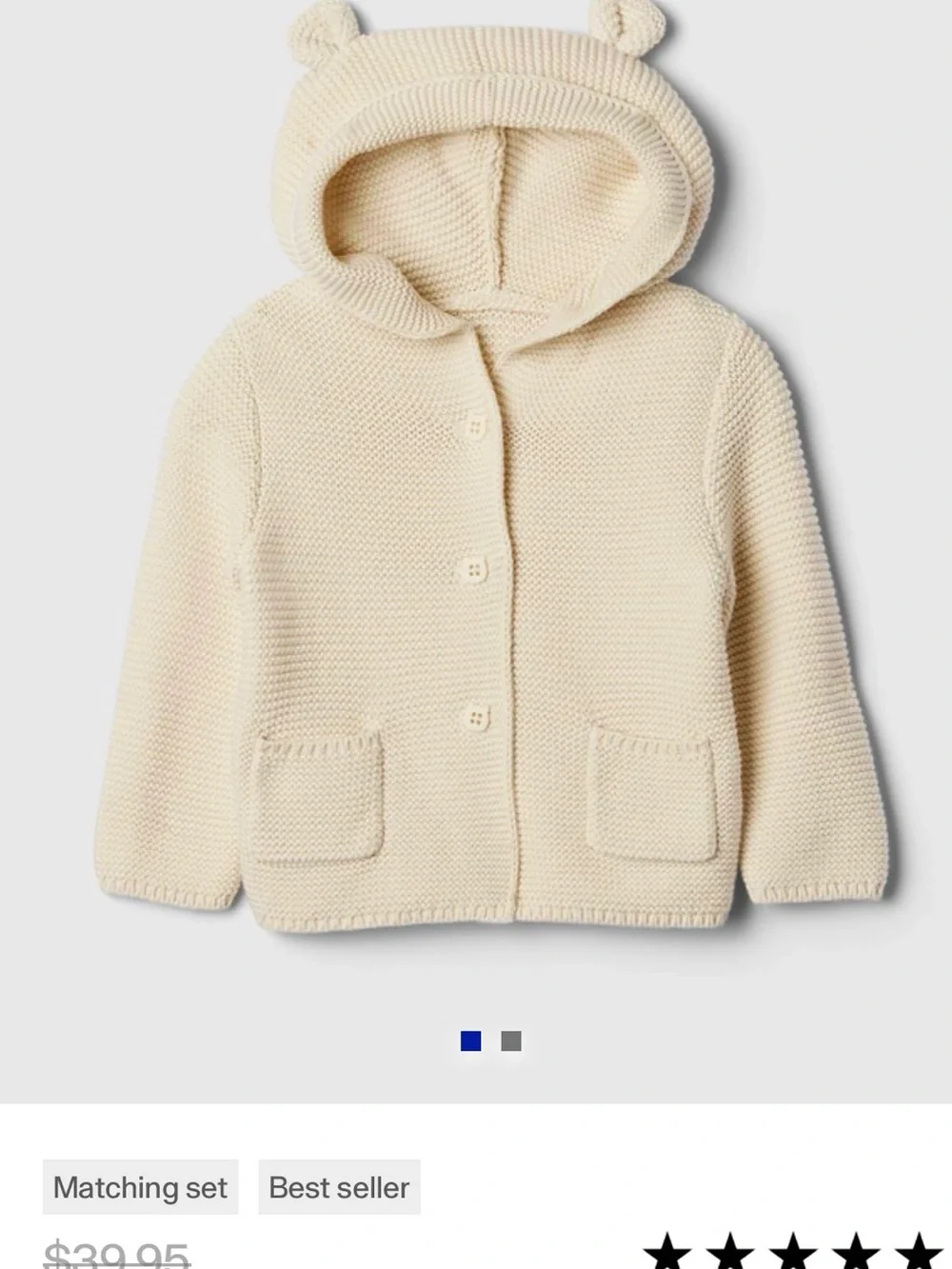 Bundle of GAP Baby Bear Cardigans - Cream and Gray